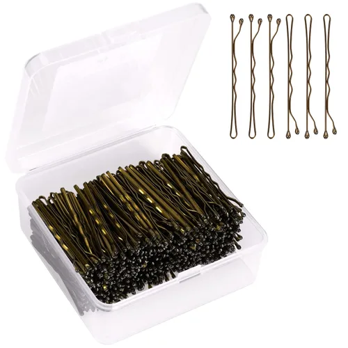 Miniatura 10 de Alfileres en forma de U en estuche, 200 pinzas doradas para el cabello a granel para mujeres, 2.4 pulgadas, grandes y fuertes sujetadores