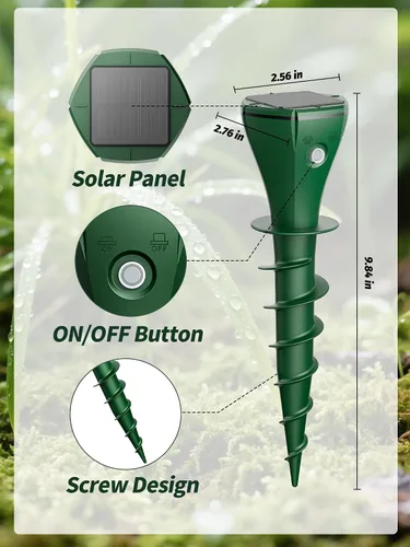 Miniatura 8 de Mole Repellent Solar Powered for Lawns,Waterproof Gopher & Groundhog Repellent with Variable Sonic Vbration,Easy Twist Stakes for Yard & Garden,Get