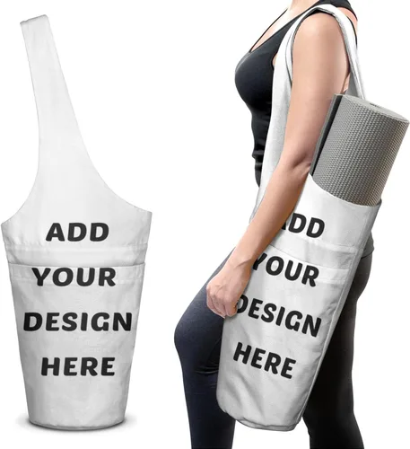 Miniatura 14 de Bolsa de esterilla de yoga impresa a la moda con bolsillo lateral grande y bolsillo con cremallera, bolsa larga de yoga que se adapta a la mayoría