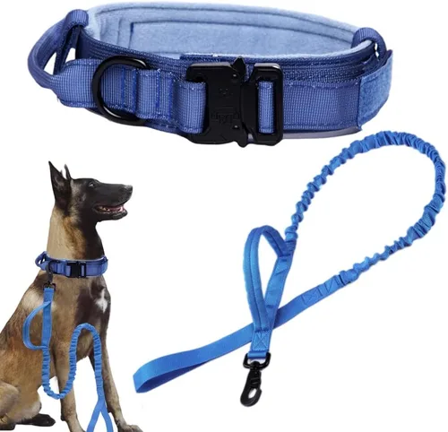 Miniatura 24 de Collar táctico para perro, ajustable, militar, de nailon, con asa de control y hebilla de metal resistente para perros medianos y grandes (negro, S)