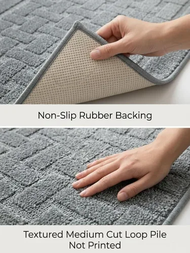 Miniatura 3 de Alfombra de pasillo de 12 pies de largo, color gris, antideslizante y lavable con respaldo de goma, alfombra personalizada para cocina, pasillo