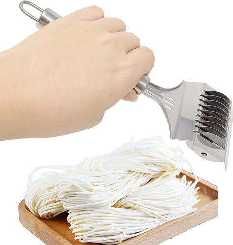 Miniatura 6 de Honbay 1 cortador de fideos de pasta de acero inoxidable, cortador de pasta de espagueti, rodillo de celosía, cortador de masa de mano para cocina