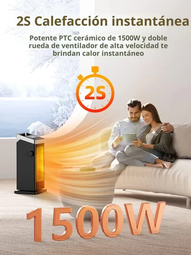 Miniatura 2 de BREEZOME Calentador de espacio, calentadores de calentamiento rápido de 1500 W para uso en interiores, calentadores eléctricos de cerámica