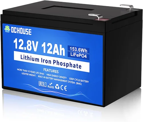 DC HOUSE Batería de litio LiFePO4 de 12 V y 12 Ah con BMS de 15 A, vida útil de 10 años, más de 10000 ciclos, para marina, juguete de paseo,