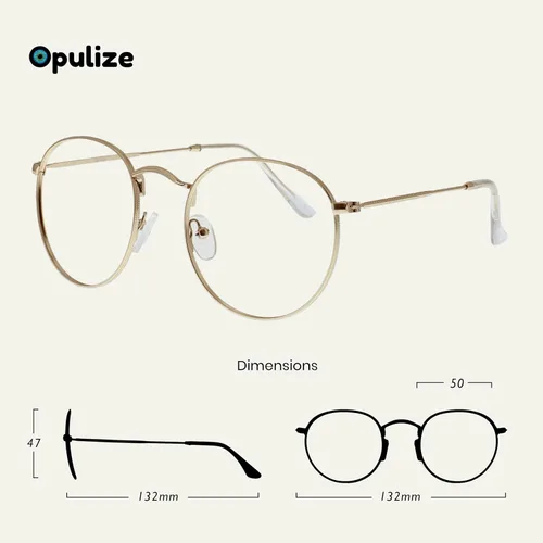 Miniatura 2 de OPULIZE SOL - Gafas de lectura con bloqueo de luz azul para mujeres y hombres, marco redondo de metal, bisagras de resorte, anteojos