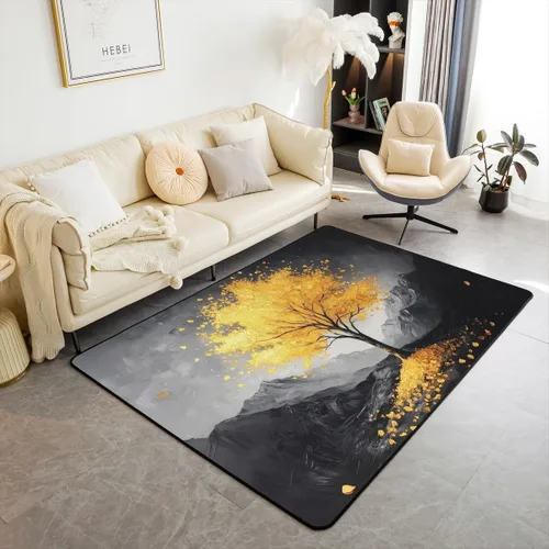Miniatura 6 de Alfombra retro floral bohemia para sala de estar, alfombra de área de 5 x 7 pies para niños, pintura al óleo y flores, alfombra decorativa
