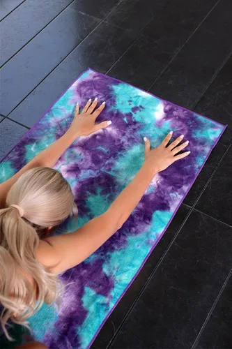 Miniatura 5 de Eunzel Paquete de 2 Toallas de Yoga Caliente con Punto de Agarre, Toalla de Tapete de Yoga Antideslizante Absorbente de Sudor para Yoga Caliente