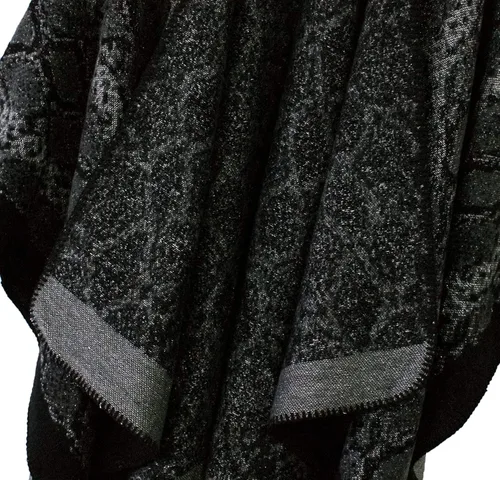 Miniatura 5 de Chal estilo poncho con frente abierto con patrón vintage capa para mujer