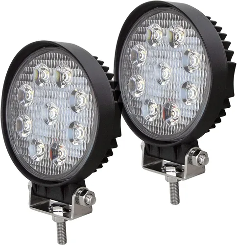 Willpower 2 piezas de 27 W de 2200 lm, barra de luz de trabajo LED redonda, lámpara de conducción de haz puntual para todoterreno, SUV, barco, Jeep