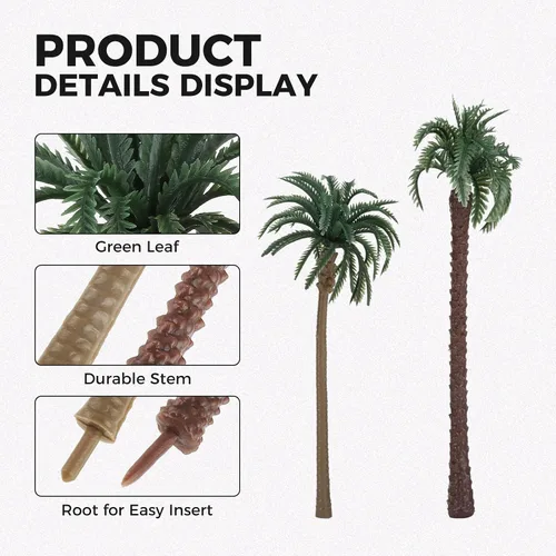 Miniatura 6 de Yetaha 48 piezas de árboles modelo de palmera de coco, modelo de paisaje, palmera de plástico, paisaje en miniatura, paisaje en diorama, árbol