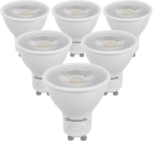 DEWENWILS Paquete de 6 bombillas LED GU10 regulables, 3000 K blanco cálido GU10 de repuesto para iluminación de pista, 500 LM, 7 W (equivalente a 50