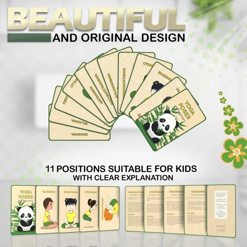 Miniatura 6 de Set de Esterillas de Yoga para Niños de ABTECH - Cómoda Esterilla de Yoga Infantil de Dinosaurio para Niño con 12 Tarjetas de Yoga, Bolsa de Panda