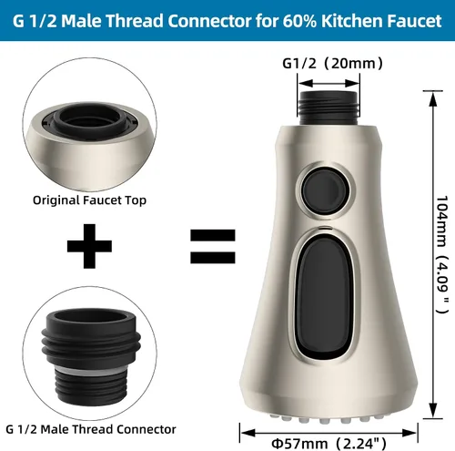 Miniatura 3 de Repuesto universal de cabezal de grifo de cocina compatible con grifo Kohler/Moen/Delta con kit de 15 adaptadores, cabezal rociador de grifo