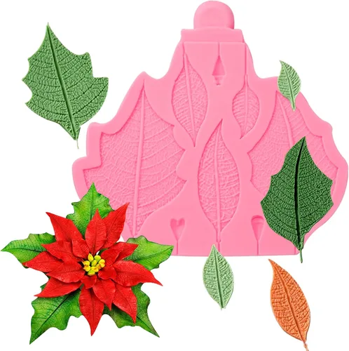 Miniatura 15 de Lujosos moldes grandes para fondant de campanas de Navidad, 3 piezas, hojas de acebo adornadas para decoración de pasteles, molde de silicona, P-115