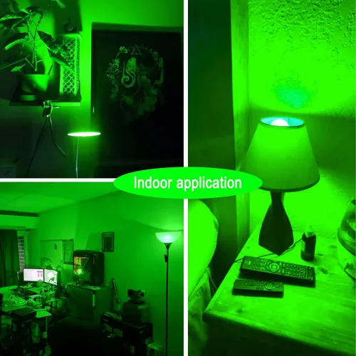 Miniatura 3 de Bombilla LED de color verde, bombillas de color verde de 9 W (equivalente a 60 W), bombillas LED verdes A19 con base E26 perfectas para porche