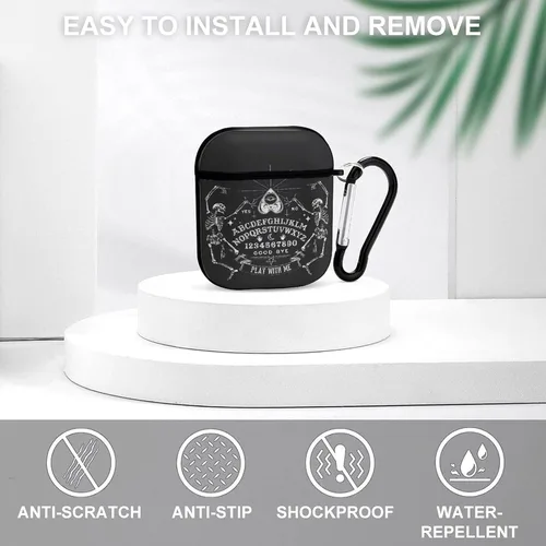 Miniatura 3 de Funda de esqueleto vintage con diseño mágico Ouija negro compatible con Airpods 1 y 2 con llavero para auriculares, unisex, a prueba de golpes