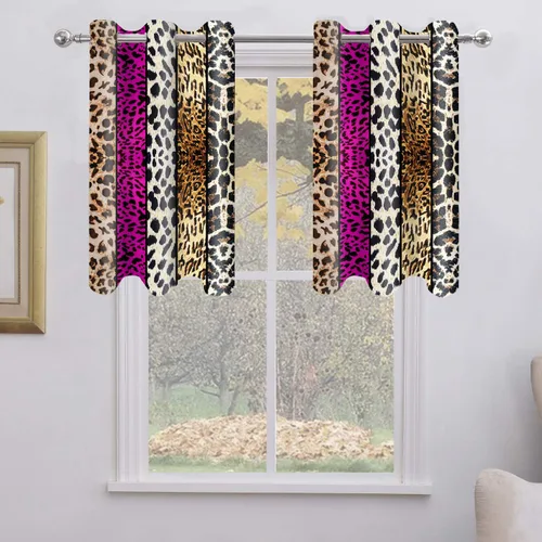 Miniatura 9 de Cortina opaca con estampado de animales salvajes, para oscurecer la habitación, con aislamiento térmico, con ojales para sala, comedor, dormitorio