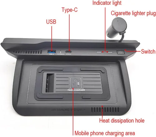 Miniatura 5 de Soporte para teléfono de coche con carga inalámbrica compatible con Nissan X-Trail T33 2022 2023 Accesorios interiores 15 W Cargador inalámbrico