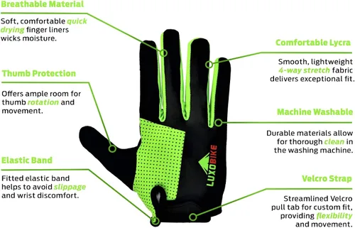 Miniatura 2 de LuxoBike Guantes de ciclismo para mujer, ligeros, transpirables, absorben los golpes, con pantalla táctil, guantes deportivos para hombre