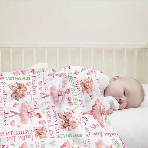 Miniatura 2 de Manta de Bebé Personalizada Danza Manta Personalizada con Nombre Manta Suave de Franela para Niños Niñas Niños Pequeños Bebés Niños Recién Nacidos