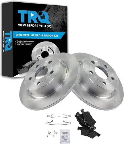 Miniatura 59 de TRQ Juego de pastillas de freno semimetálicas traseras y rotores compatibles con Chevrolet Trailblazer 02-06 Trailblazer EXT 04-06 SSR 02-07 GMC