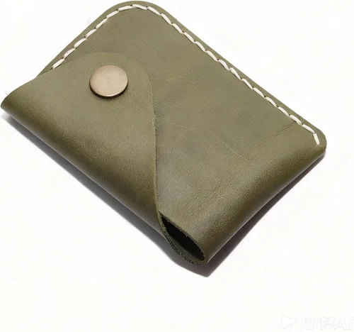 Miniatura 62 de Cartera organizadora de tarjetas de bolsillo frontal cosida a mano minimalista de cuero genuino para tarjetas, billetera con tarjetero pequeño, Negro