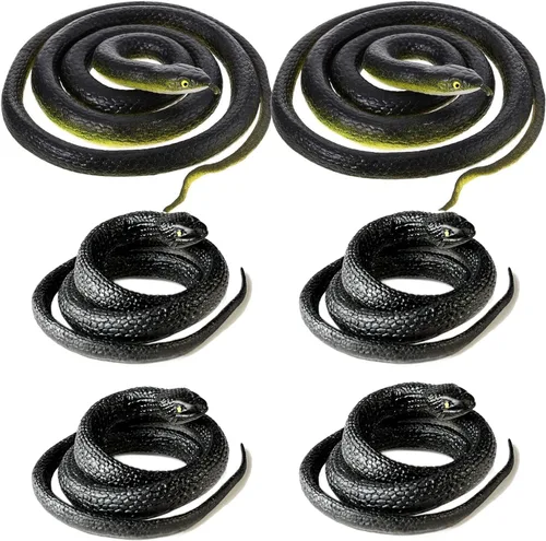 6 piezas de serpientes de goma grandes realistas de plástico falso, juguetes de serpiente para mantener a los pájaros alejados para accesorios de