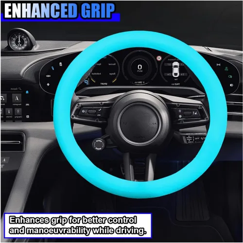 Miniatura 3 de Juego de 3 fundas de silicona antideslizantes para volante de automóvil, freno de mano y palanca de cambios, protector universal de decoración