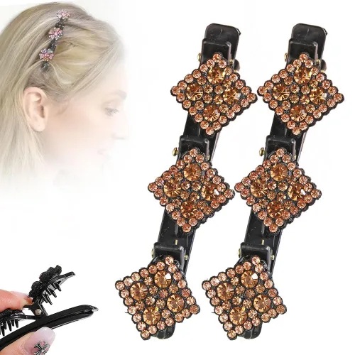 Miniatura 25 de Pinzas de pelo trenzadas con piedra de cristal brillante, pinza para el cabello para mujer, pinzas de pelo corto con pico de pato, clip de pelo