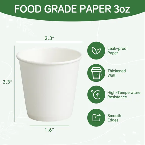 Miniatura 2 de Paquete de 100 tazas de papel de 3 onzas, pequeñas tazas de café, tazas desechables mini para baño y enjuague bucal, adecuadas para fiesta, picnic