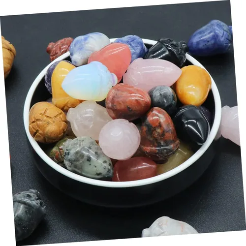 Miniatura 3 de Happyyami 6 piezas de conos de pino de piedra para regalo de cristal curativo, decoración de macetas de roca de cristal, conos de pino, adorno