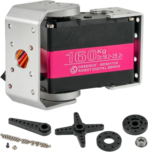 Miniatura 10 de RDS5180 - Servo motor robótico de metal digital de 176.4 lbs de alto par de torsión de doble eje servo brazo impermeable IP66 con soportes de metal