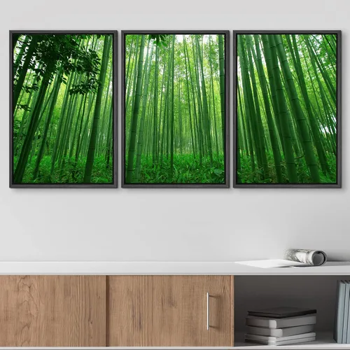 Miniatura 3 de wall26 Lienzo enmarcado para pared, juego de arte debajo de los tallos de bambú verde, naturaleza, desierto, fotografía, realismo, contemporáneo