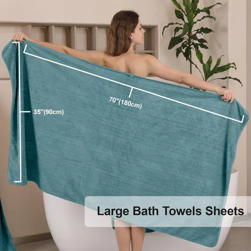 Miniatura 2 de CHINO Juego de 8 toallas de baño turquesa, 2 toallas grandes/2 toallas de mano/4 toallitas, toalla de baño grande de 600 GSM, toalla de secado