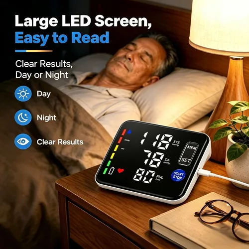 Miniatura 5 de GUAEVER Monitor de Presión Arterial Recargable Monitores de Presión Arterial para Brazo Superior para Uso Doméstico Pantalla Grande Máquina Bp