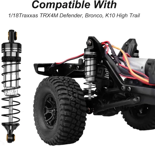 Miniatura 4 de HobbyPark Amortiguadores de aluminio de 2.323 in para TRX4M 1/18 Crawler Amortiguador Actualización con soportes de choque ajustables Torres de Negro