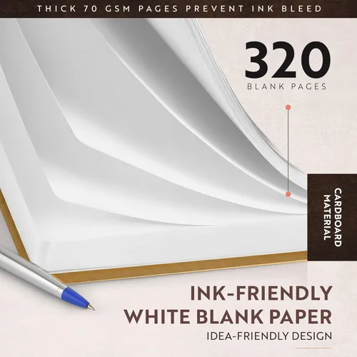 Miniatura 3 de moonster Papel para Cuaderno en Blanco – Recambio de Diario A5 – para Diario de Cuero Recargable – Insertos Fresados Premium, Libro de Bocetos