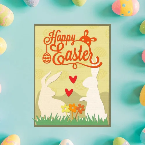 Miniatura 5 de Troqueles de metal para hacer tarjetas, conejo de Pascua, conejo, flor, corazón, globo, palabras, troqueles de corte para decoración de bricolaje