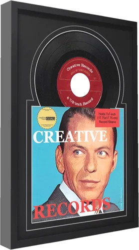 Miniatura 4 de Creative Picture Frames Marco de disco individual de vinilo de 7 pulgadas con doble paspartú negro y negro de 6 7/8 pulgadas y cubierta de 7 x 7