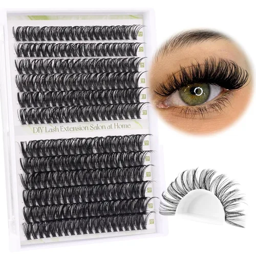Miniatura 2 de ALICE Extensiones de pestañas en racimo para bricolaje, 240 unidades, de 0.55-0.78 pulgadas, pestañas individuales en racimo de pestañas naturales