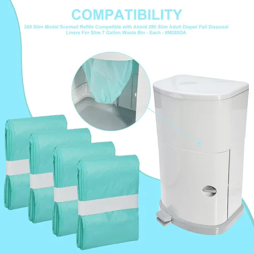 Miniatura 3 de Paquete de 4 recambios de forro de pañales para adultos compatibles con Janibell Akord 280 Slim Model Adult Diaper System, verde, ligeramente