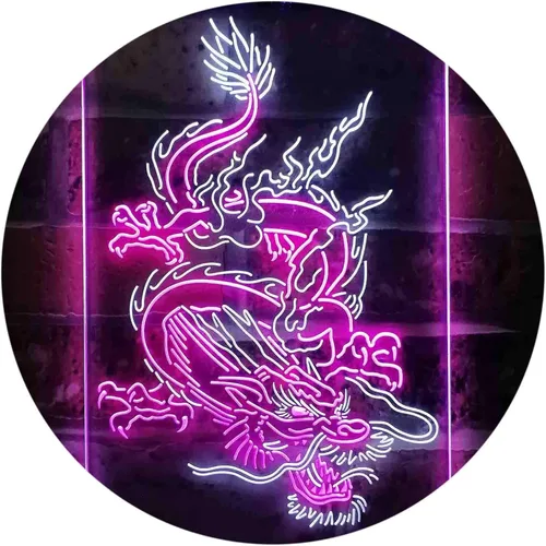 Miniatura 10 de ADVPRO Hombre Dragón Chino Cueva Garaje Tatuaje Dual Color LED Neon Sign Azul y Rojo 8 x 12 pulgadas st6s23-i3780-br