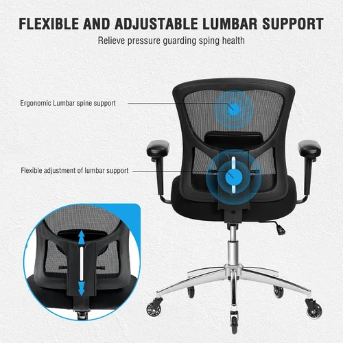 Miniatura 8 de Silla de oficina grande y alta de 600 libras, silla de malla ergonómica resistente, silla de escritorio ejecutiva para computadora con asiento ancho