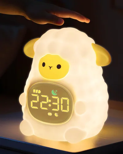 Miniatura 14 de Yiliaw Reloj despertador para niños con luz nocturna, reloj de entrenamiento para dormir, reloj de hora de despertar, luz de silicona recargable