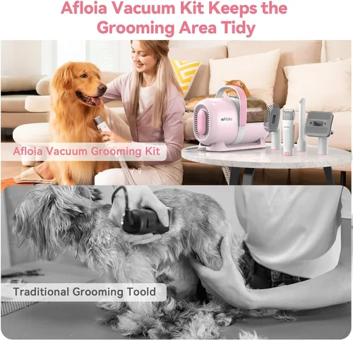 Miniatura 5 de Afloia Kit de aseo para perros 6 en 1, aspiradora para mascotas para desprendimiento, aspiradora de pelo de perro con cortaúñas, lijadora, cepillo