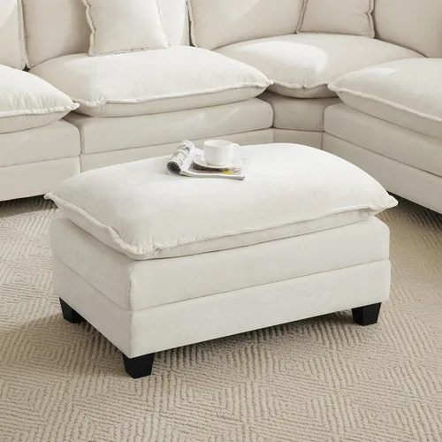 Otomán de Sofá Moderno de Chenille Nube de 35'', Otomán Rectangular para Sofá Seccional Modular, Beige