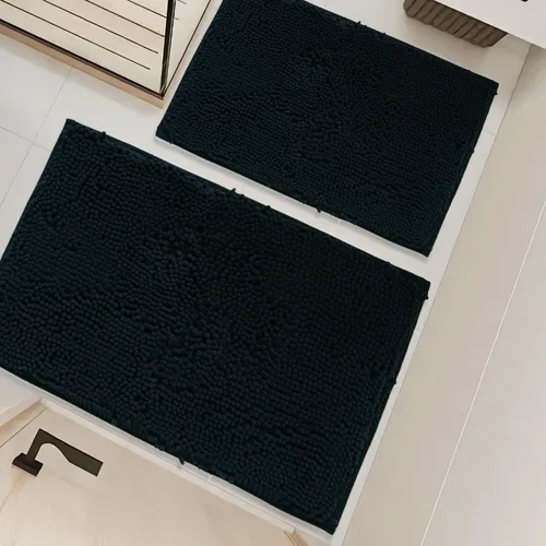 Miniatura 10 de Juego de alfombras de baño de 2 piezas, súper absorbente suave, gruesa, lavable en lavadora, alfombra de baño de chenilla antideslizante, alfombra