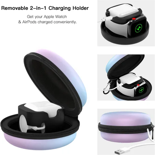 Miniatura 2 de MoKo Caja de almacenamiento compatible con Apple Watch Series 11/10/9/8/7/6/5/4/3/2/1/SE3/SE2/SE, funda protectora portátil de viaje para AirPods