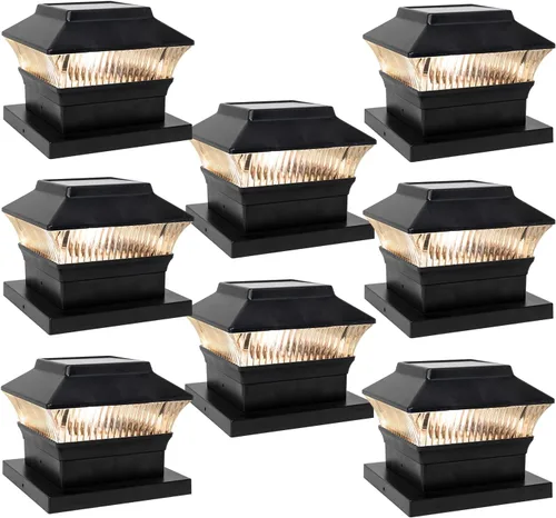 Miniatura 10 de Luces solares para tapa de poste (paquete de 2) – LED blanco cálido de 25 lúmenes, se adapta a 3.5 x 3.5 pulgadas y 4 x 4 pulgadas de madera/vinilo