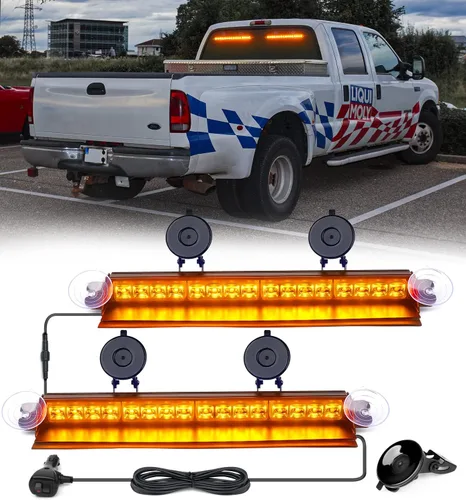 Miniatura 10 de Xprite Luces Estroboscópicas de Emergencia Ámbar para Tablero, Luz Intermitente Interior del Parabrisas con Ventosas para Camiones de Construcción